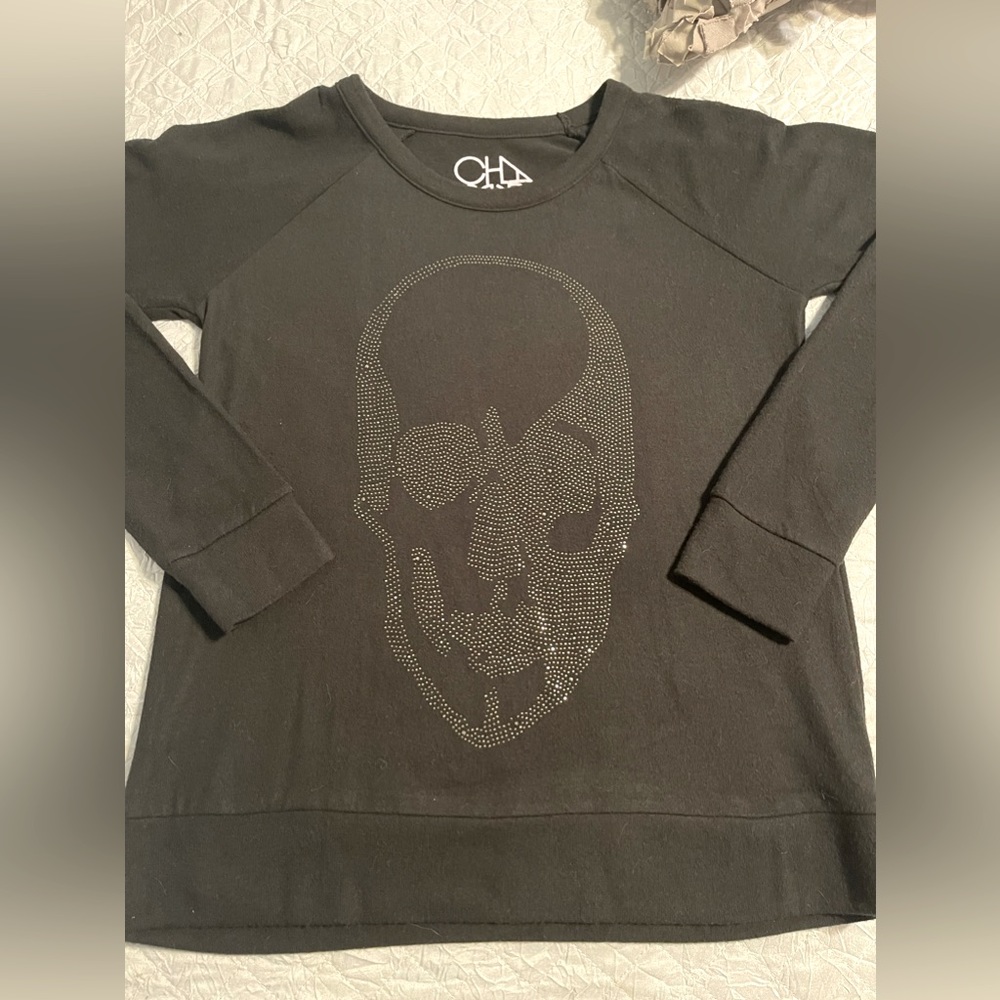 Chaser Beaded Skull Shirt